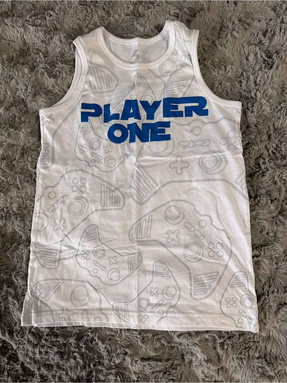 The Children's Place White & Blue 'Player One' Graphic Tank Top